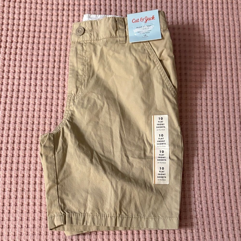 NWT 3 Pairs Cat & Jack Boys' Shorts Trio - Striped Green, Khaki, Denim Blue - Picture 3 of 5